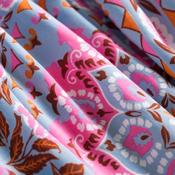 Boho Pandora Floral Mandala Maxi Slit Skirt Blue - Picture 3 of 6